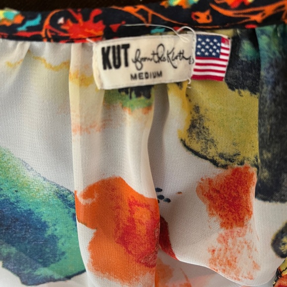 Kut From The Kloth Watercolor Button Down Blouse with Tie Waist - Picture 7 of 7